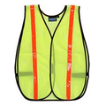 S18R Aware Wear Non ANSI Economy Hook & Loop Lime Vest w/ Stripe